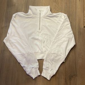 TNA white cropped quarter zip sweatshirt